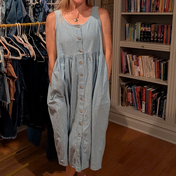 L.L. Bean - Vintage Made In USA Denim Dress - Picture 7 of 8